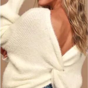 Lulus ivory open back knit sweater